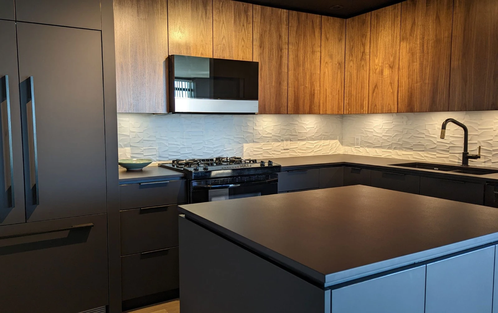 Matte black kitchen cabinets